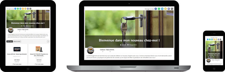 Exemple de design - Liste de cadeaux - Crémaillère