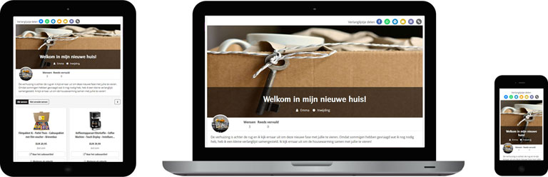 Voorbeeld ontwerp - Wensenlijst - Housewarming