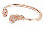 Brazalete Nice, Pluma, Blanco, Ba&ntilde;o tono oro rosa