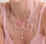 Peach PRC Beaded Necklace