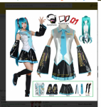 Conjunto Completo De Cosplay De Miku, Traje De Tela De