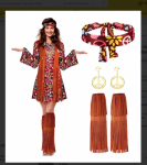 Q Disfraz De Halloween De Hippie Con Borlas Para Mujer