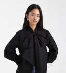 ASOS DESIGN - Chemise oversize avec encolure nou&eacute;e - Noir