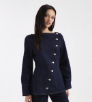 ASOS DESIGN - Chemise en jean &agrave; patte de boutonnage asym&eacute;trique - Noir