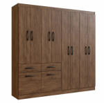 Ropero 10 Puertas 2 Cajones Casta&ntilde;o Caf&eacute; 179x177x38 cm